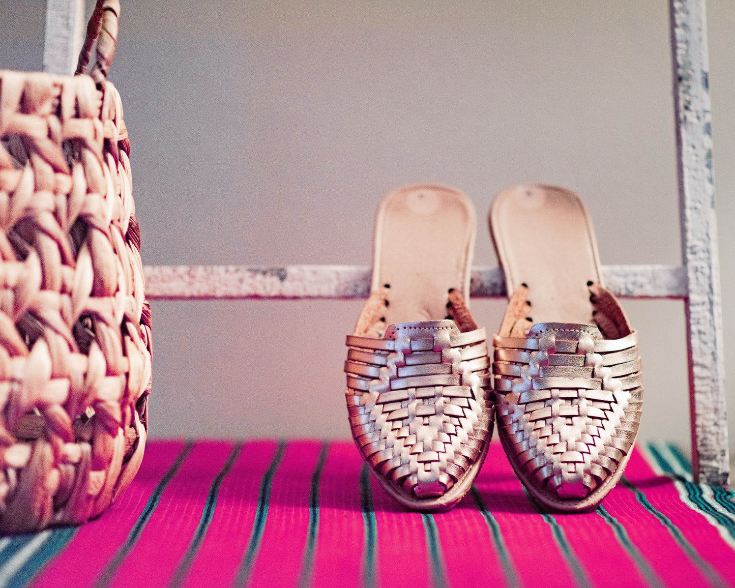 Rose Gold Huaraches: Vegan Leather Mexican Sandals