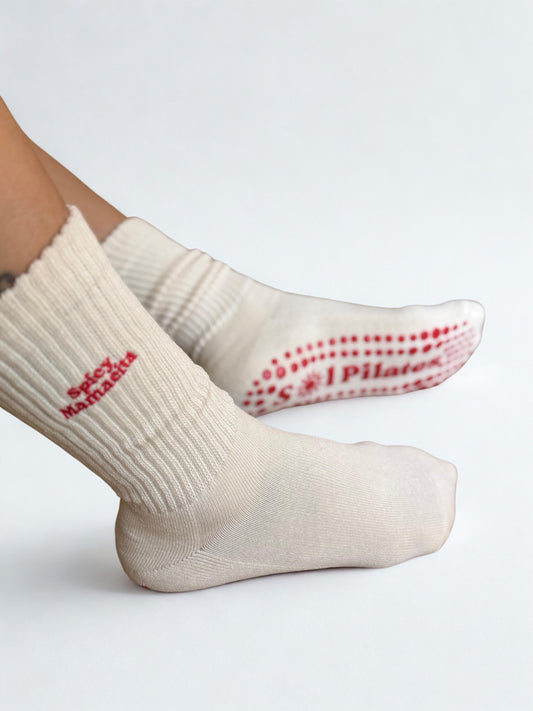 Spicy Mamacita Grip Socks: Pilates Barre Yoga Socks
