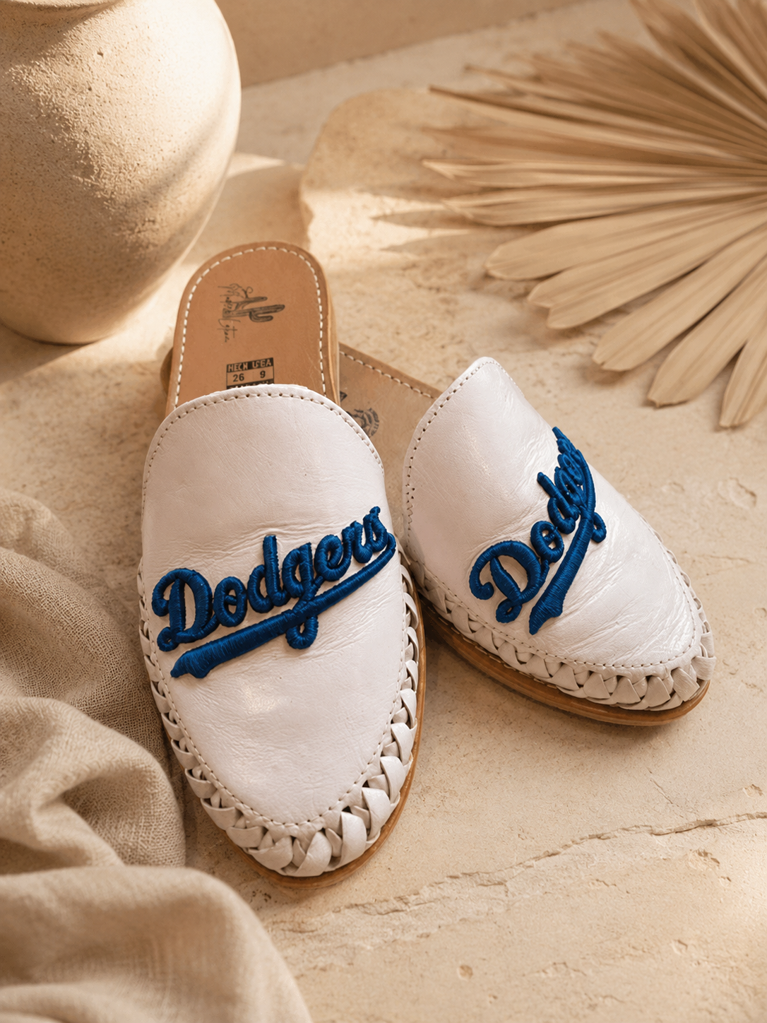 Dodgers Huaraches Mules: Handmade Leather Mexican Sandals