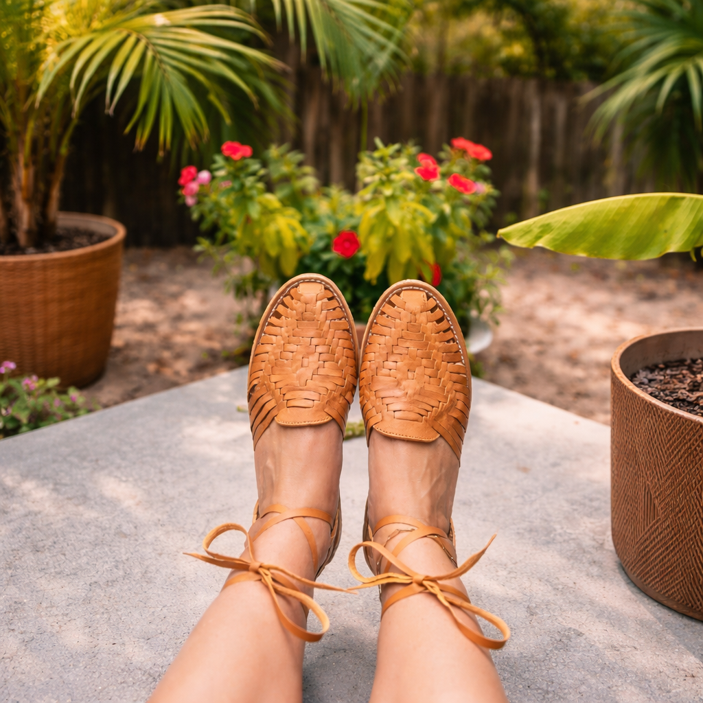 Lace-Up Leather Huaraches: Mexican Artisanal Sandals