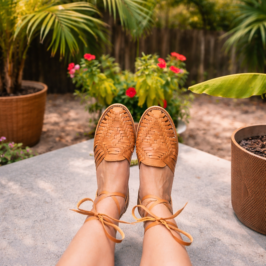 Lace-Up Leather Huaraches: Mexican Artisanal Sandals